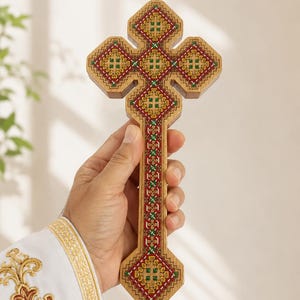 Yuta Art Coptic Cross Set – Handmade Beech Wood Hand Cross & Pendant Necklace, Orthodox Christian Gift, Made in Egypt