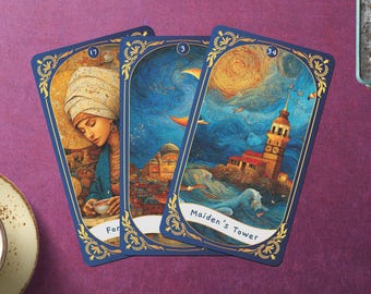 Jeu de cartes Oracle d'Istanbul | Deck divinatoire de 40 cartes | mysticisme ottoman, folklore urbain, symboles sacrés, travail de l'ombre et sagesse féminine