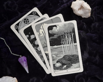 Dark Tarot Deck - 78 Karten Gothic Tarot - Okkulte Schwarz- & Weiß-Wahrsagekarten - Klassische Rider-Waite-Kompatibel - Hexerei und Schattenarbeit