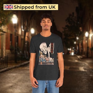 Ukiyo-e Samurai Ghost Art T-Shirt | Japanese Skeleton Design | Bella + Canvas 3001 | Japanese Culture Gift Idea
