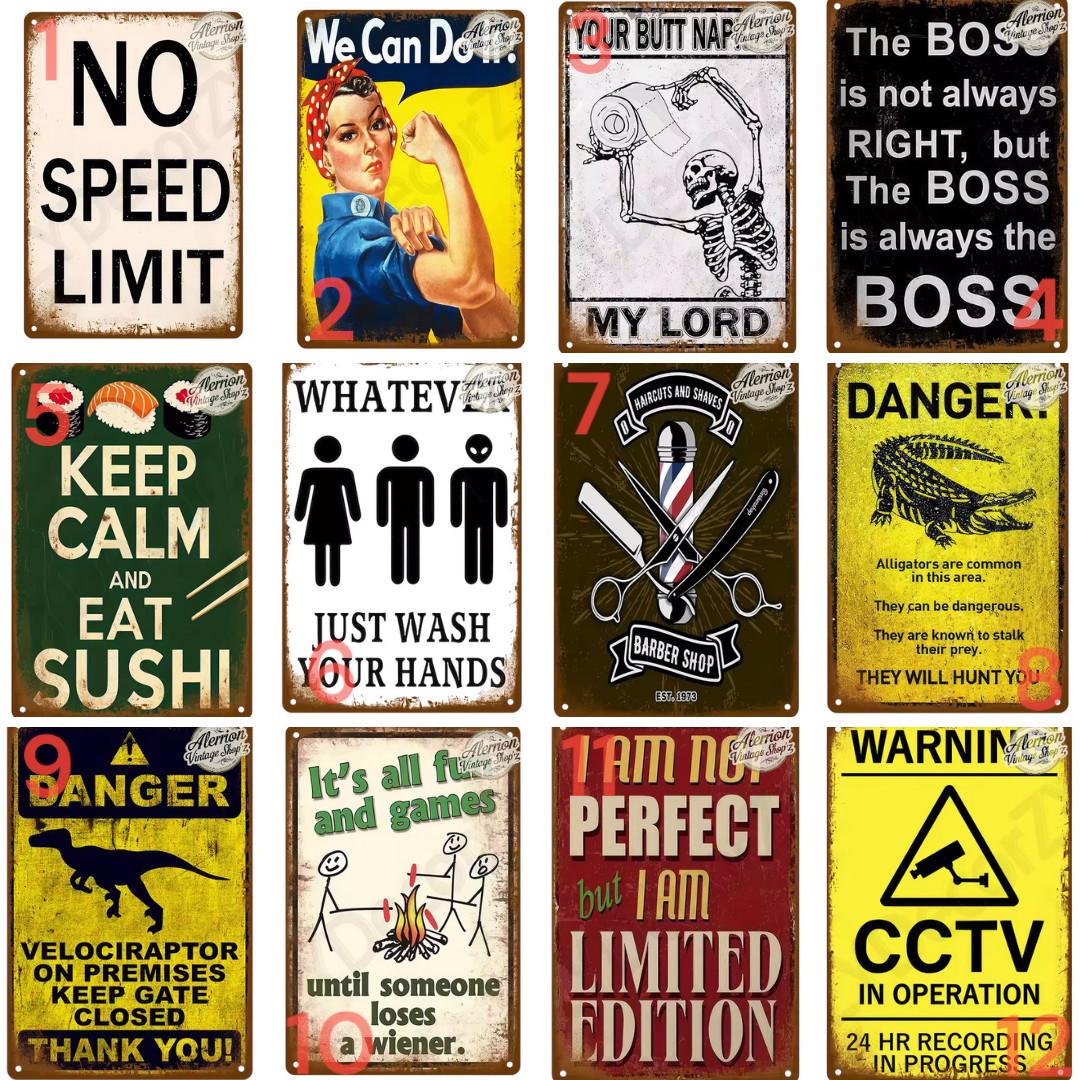 Metal Signs Vintage - Metal Plates Posters Retro - Wall Art-  Bar Accessories Mancave -Tin Sign Room Luxury Home Decor Item Decorations