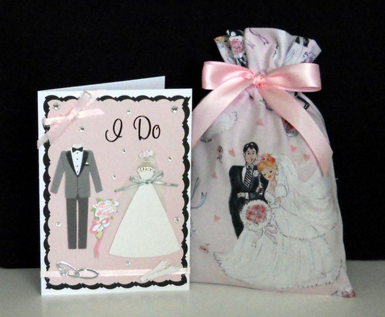 Groom White Silver Bridal Bouquet Gloves Rings Black Marriage Pink Dress Gray Wedding I Do Blank Greeting Card Bride Tuxedo