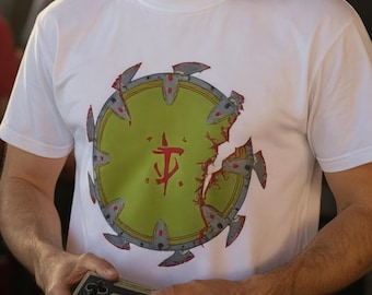 Doom Shield Shirt, Dark Ages Chainsaw T-Shirt, Doom Tee, Gamer Gift, Original Doom Design, Doom Shield Bloody T-Shirt, Gifts for Gamer