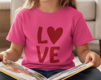Valentine Heart Kids Tee, Kids Valentine's Day Shirt, Kids LOVE Valentines T-Shirt, Valentines Day Love shirt, Valentines Day Shirt for Girl