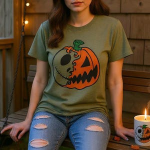 Jack Skellington Halloween T-shirt, Pumpkin Face Tee, Halloween Parent Shirt, Nightmare Before Christmas, Fall Fashion, Jack O Lantern Shirt image 1