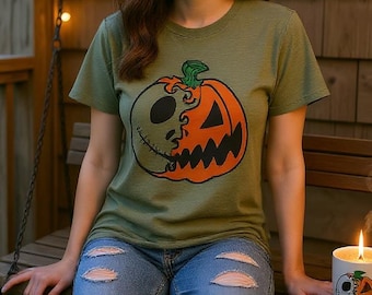 Jack Skellington Halloween T-shirt, Pumpkin Face Tee, Halloween Parent Shirt, Nightmare Before Christmas, Fall Fashion, Jack O Lantern Shirt