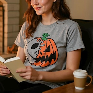 Jack Skellington Halloween T-shirt, Pumpkin Face Tee, Halloween Parent Shirt, Nightmare Before Christmas, Fall Fashion, Jack O Lantern Shirt image 2