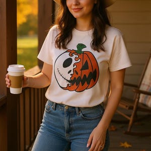 Jack Skellington Halloween T-shirt, Pumpkin Face Tee, Halloween Parent Shirt, Nightmare Before Christmas, Fall Fashion, Jack O Lantern Shirt image 8