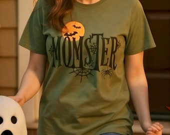 Halloween Momster Shirt Women, October Gifts for Mom, Spider Shirt, Fall Season Mom T-Shirt, Spooky T Shirt For Mom, Funny Womens Tee Shirt