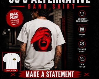 90s Alternative Band Shirt, Gift for 90s Dad, Third Eye Band Shirt, Screaming Face Red Hand T-shirt | Graphic Font and Back Printed Shirt