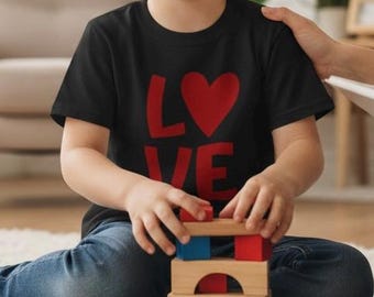 Valentine Heart Kids Tee, Kids Valentine's Day Shirt, Kids LOVE Valentines T-Shirt, Valentines Day Love shirt, Kids Tee for Valentines Day
