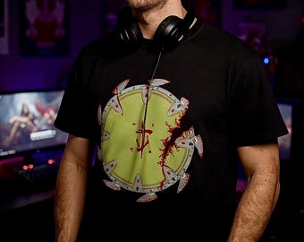 Doom Shield Shirt, Dark Ages Chainsaw T-Shirt, Doom Tee, Gamer Gift, Original Doom Design, Doom Shield Bloody T-Shirt, Gifts for Gamer