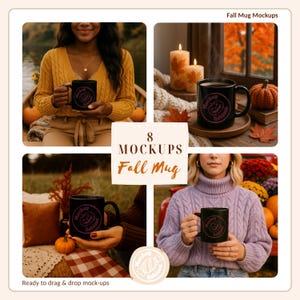 Black Mug Mockup Halloween Mug Mockups Fall Backdrop Mug Mockups Halloween Mockup Mug Template Pumpkin Mug Autumn Mug Mockup Bundle Canva