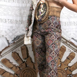 BAROQUE Rococo TAPESTRY Pants Brocade Jacquard Lace Hem Trousers // Tatiana Andrade image 5