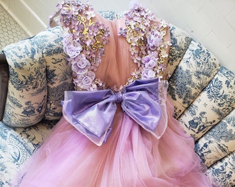 Corset Tulle Cocktail Dress FLORAL Bodice BOW Gown BRIDAL Prom Sweet Sixteen Event Party // Tatiana Andrade