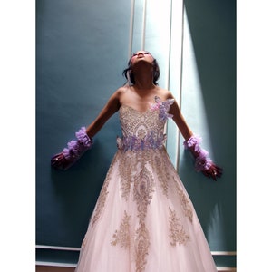 SALE Butterfly Ball Gown Sweetheart Corset Tulle Dress Embroidered Gold Beaded BRIDAL Prom Sweet Sixteen Quinceañera // Tatiana Andrade image 1