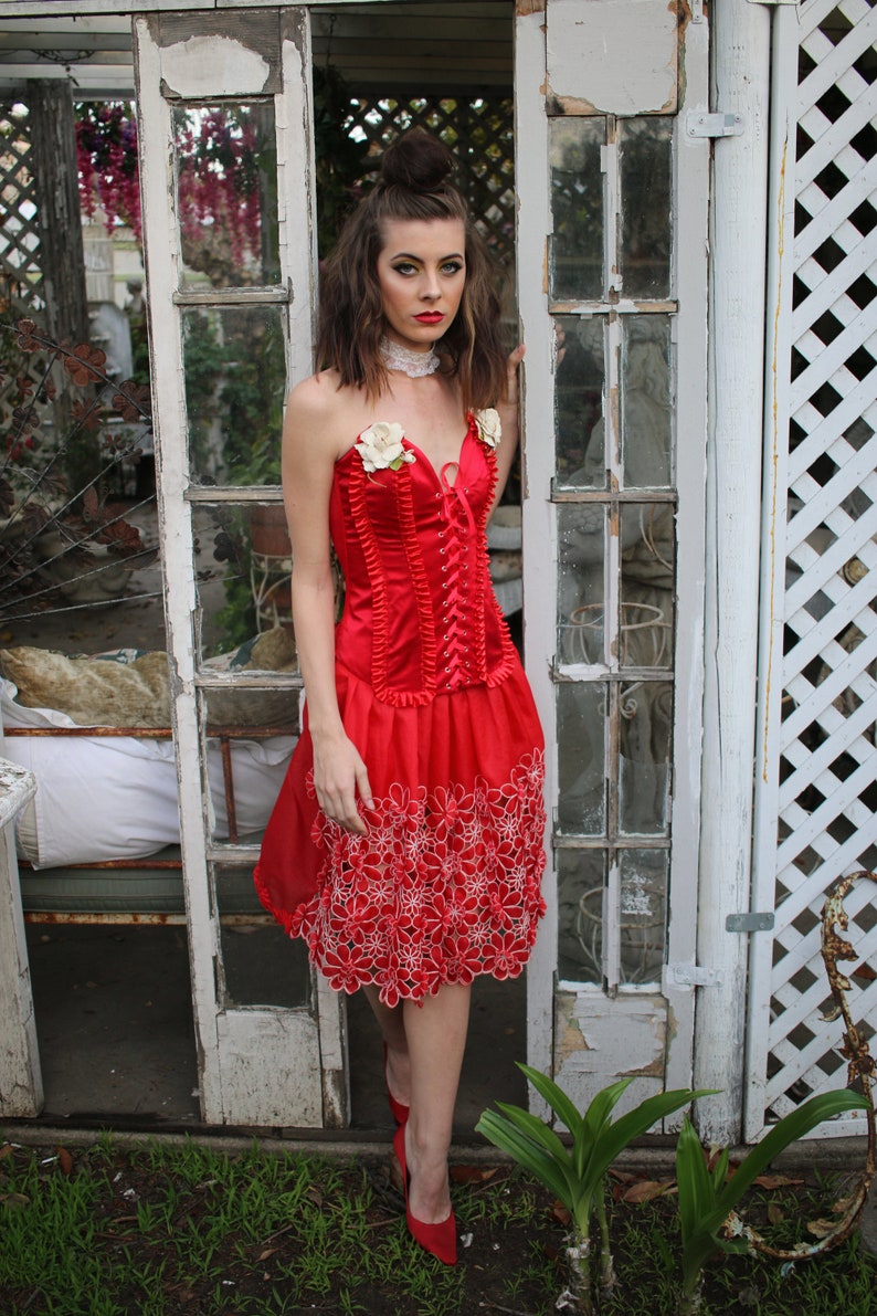 Hand Made FULL Skirt Embroidered Cutout Flowers Taffeta Organza Recycled Sustainable Fashion By Tatiana Andrade image 5