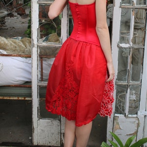 Hand Made FULL Skirt Embroidered Cutout Flowers Taffeta Organza Recycled Sustainable Fashion By Tatiana Andrade image 4