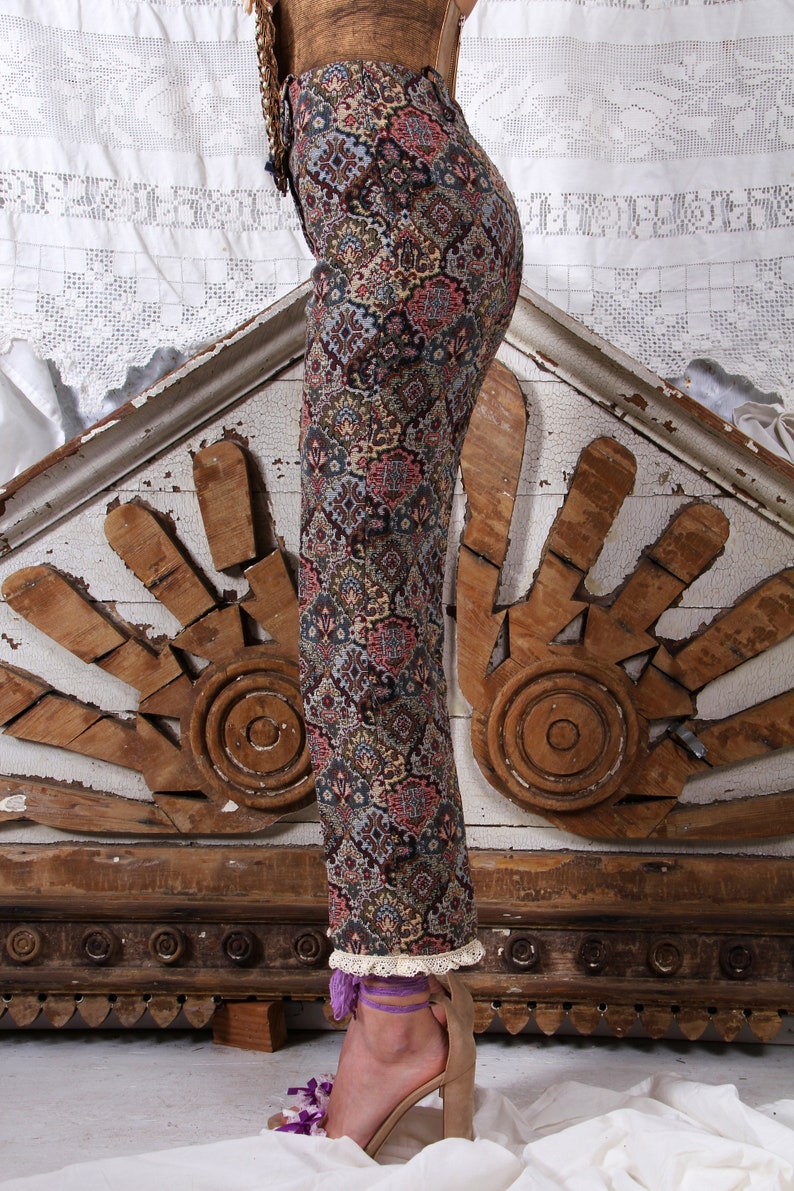 BAROQUE Rococo TAPESTRY Pants Brocade Jacquard Lace Hem Trousers // Tatiana Andrade image 8