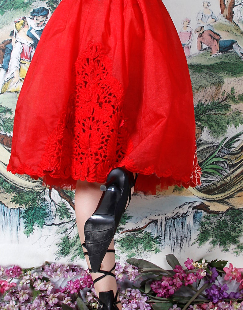 Hand Made FULL Skirt Embroidered Cutout Flowers Taffeta Organza Recycled Sustainable Fashion By Tatiana Andrade image 6