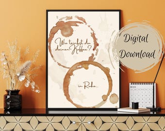 Coffee poster digital download kitchen bar dining room wall art coffee cup decoration coffee lover coffee print digital art deco