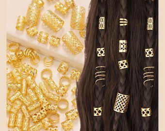 ゴールドヘアブレイドカフス＆リング、スタイリングアクセサリー、90個