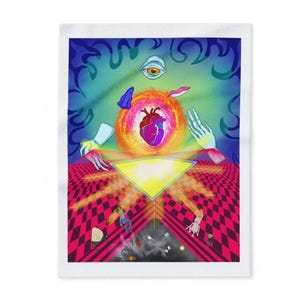 Psychedelic Arctic Fleece Blanket - Cozy Vibrant Throw, Unique Gift for Festivals, Home, Unique Decor