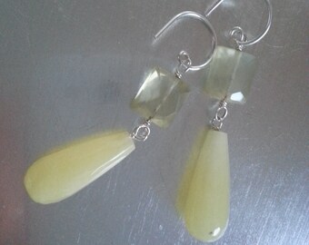 Citrine & Chalcedony Sterling Silver Dangle Earrings