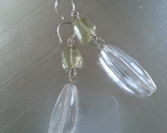 Citrine & Rock Crystal Quartz Sterling Silver Earrings