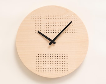 Reloj de pared minimalista de madera – Decoración silenciosa de madera de haya, 30 cm, estilo escandinavo