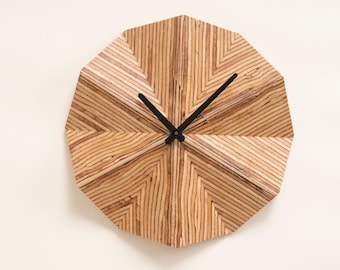 Reloj de pared escandinavo de madera, 30 cm, contrachapado de abedul, silencioso, redondo, moderno, regalo Wanduhr aus Holz