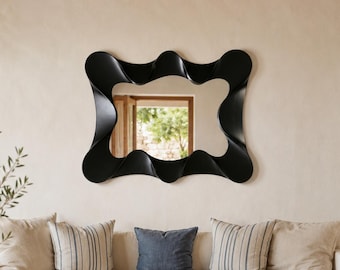 Sculptural Wavy Wall Mirror, Organic Statement Decor, Modern Accent Mirror