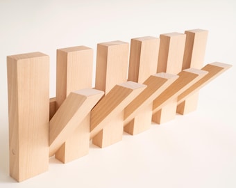 Handmade Beech Wood Wall Mounted Coat Rack: Rustic Entryway Organizer