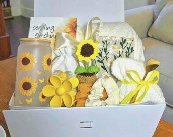 Sending sunshine gift, Warm and Cozy Gift Box With Blanket, Hygge Gift Box, Sympathy gift box, Hug in a box, Thank you for helping me grow