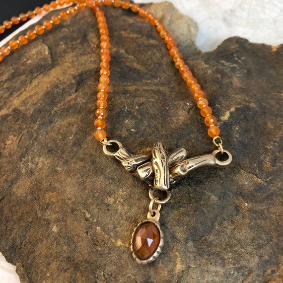 Branch pendant with Hessonite Garnet Drop