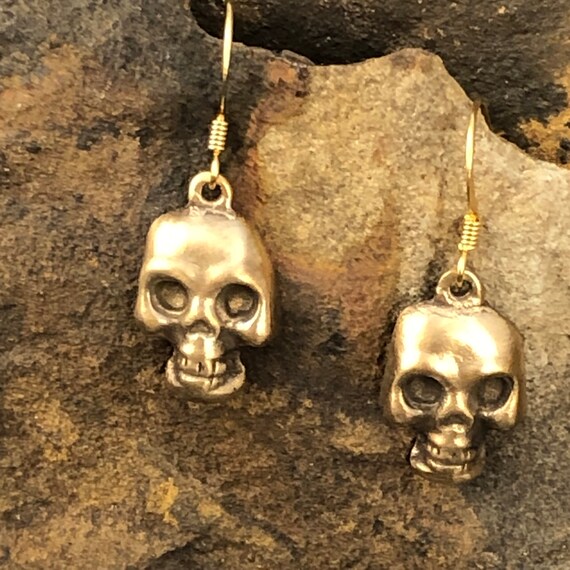 Bronze skull earrings