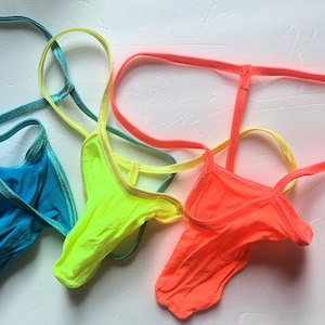 Super rekbare herenkous string micro MISSILE torpedo push-out loop comfortabel uniek leuk sexy van slaapkamer tot strand nudistenlingerie exotisch NEON