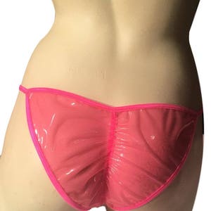 Women&#39;s or Men&#39;s Latex Panty BUTT HUGGER Brief String Bikini Tanga Ruched Back Rubber Shiny Fetish Kinky Exotic Wild Underwear