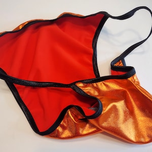 Men&#39;s String Bikini Brief Contour Front Push Out front Tanga Underwear Shiny METALLIC SPANDEX Posing Brief