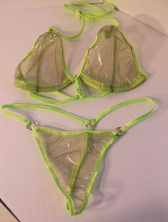 Women's CLEAR PLASTIC G String Thong Bikini See Through Fetish Nudi...