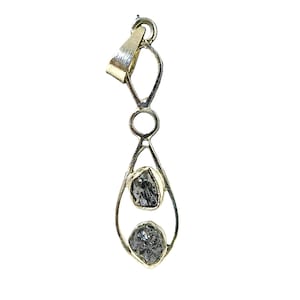 Raw Black Diamond Pendant: Sterling Silver April Birthstone