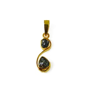 Raw Black Diamond Pendant: Sterling Silver, Gold Plated