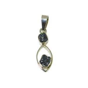 Raw Black Diamond Pendant: Sterling Silver April Birthstone