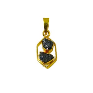 Raw Black Diamond Pendant: Sterling Silver, Gold Plated