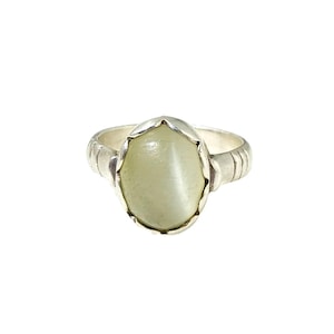 Sterling Silver Moonstone Ring: Oval Gemstone, Handmade Jewelry