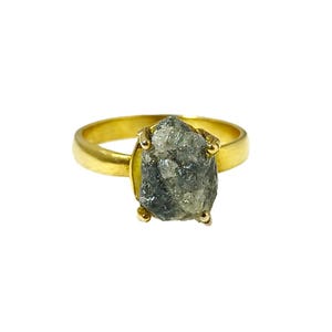 Raw Black Diamond Ring, 925 Sterling Silver Ring, Rough Stone Ring, April Birthstone Perfect Engagement Ring, Gold Plated Silver Ring