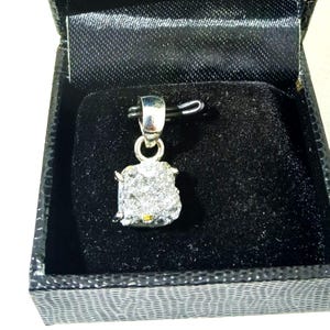 Raw Black Diamond Pendant: Sterling Silver April Birthstone