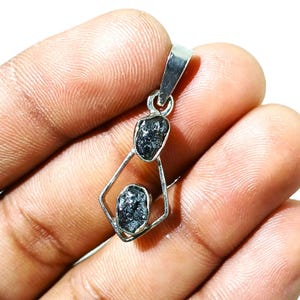 Raw Black Diamond Pendant: Sterling Silver April Birthstone