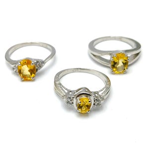 Oval Citrine & Diamond Ring: 925 Sterling Silver November Birthstone