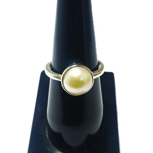 Light Golden Best Quality Pearl Ring, Wedding, Engagement, Ring, Round Cut Pearl Ring, Handmade Ring In Best Price, 925 Sterling Silver Ring